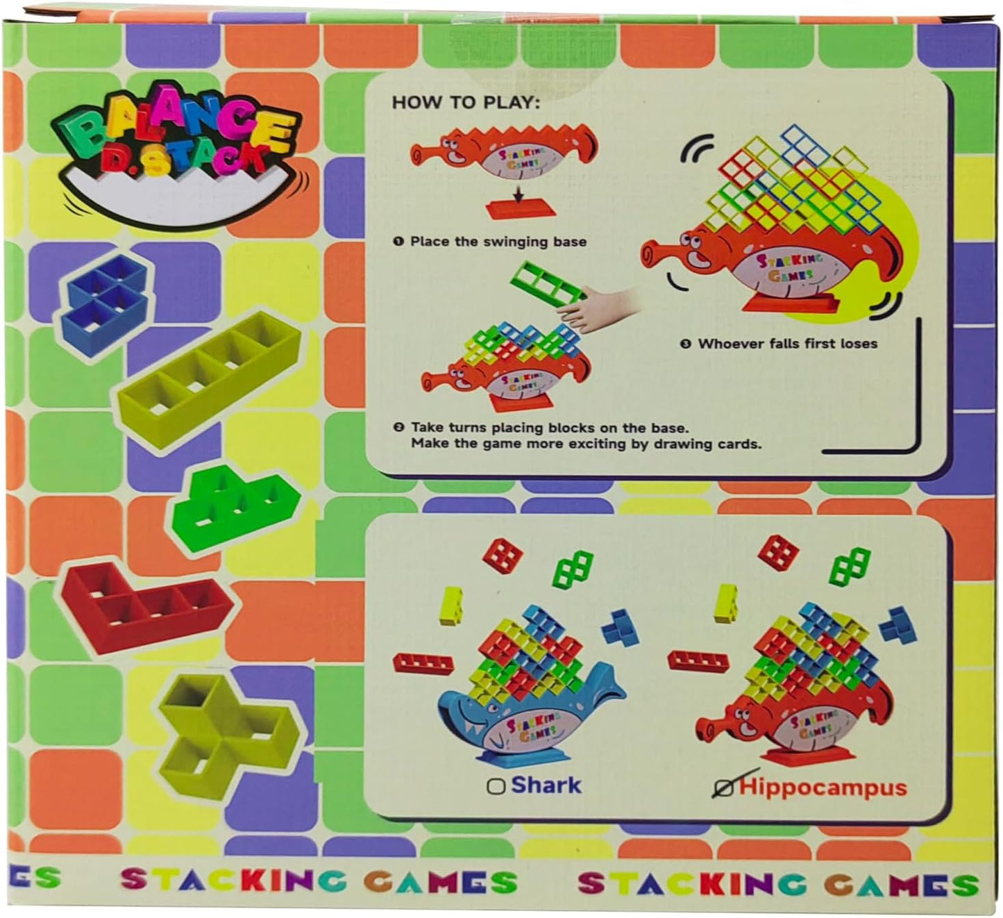 64pcs Hippocampus Tower Stacking Game image 10