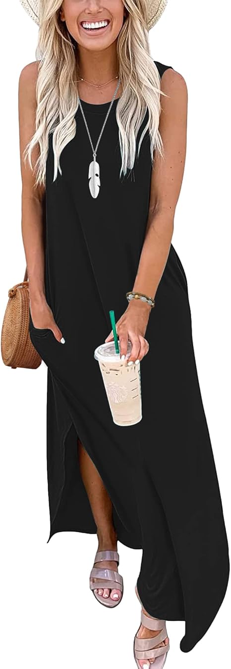 AUSELILY Maxi Dress for Women UK Casual Summer Long Dress Beach image 3