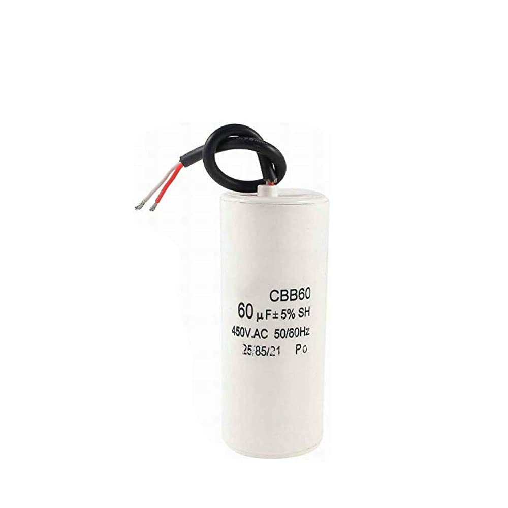 Premium CBB60 Motor Capacitor 60uF 450VAC with Wire Lead for Appliances image 1