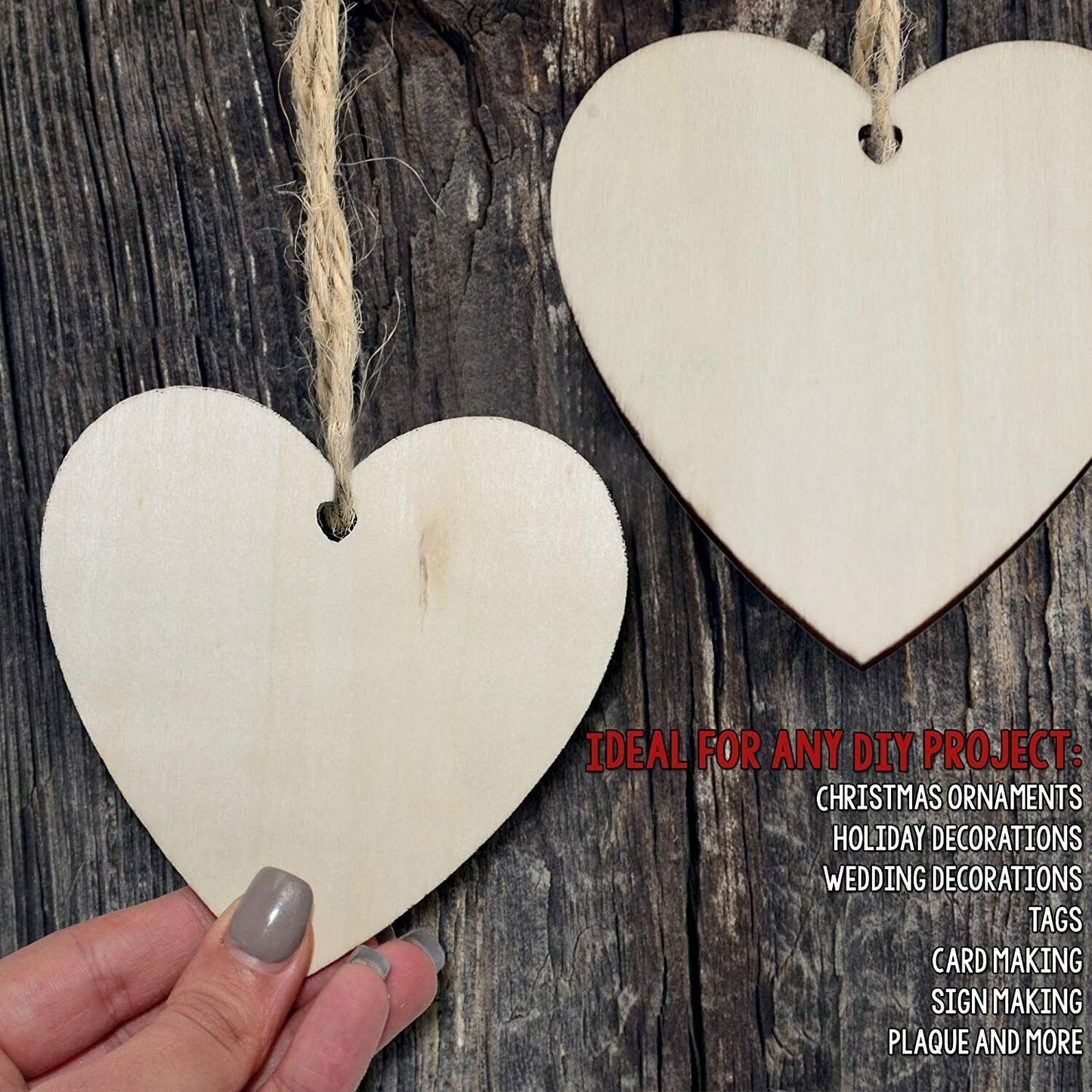 50 Rustic Wooden Hearts for DIY Crafts, Valentine's & Wedding Decor image 9