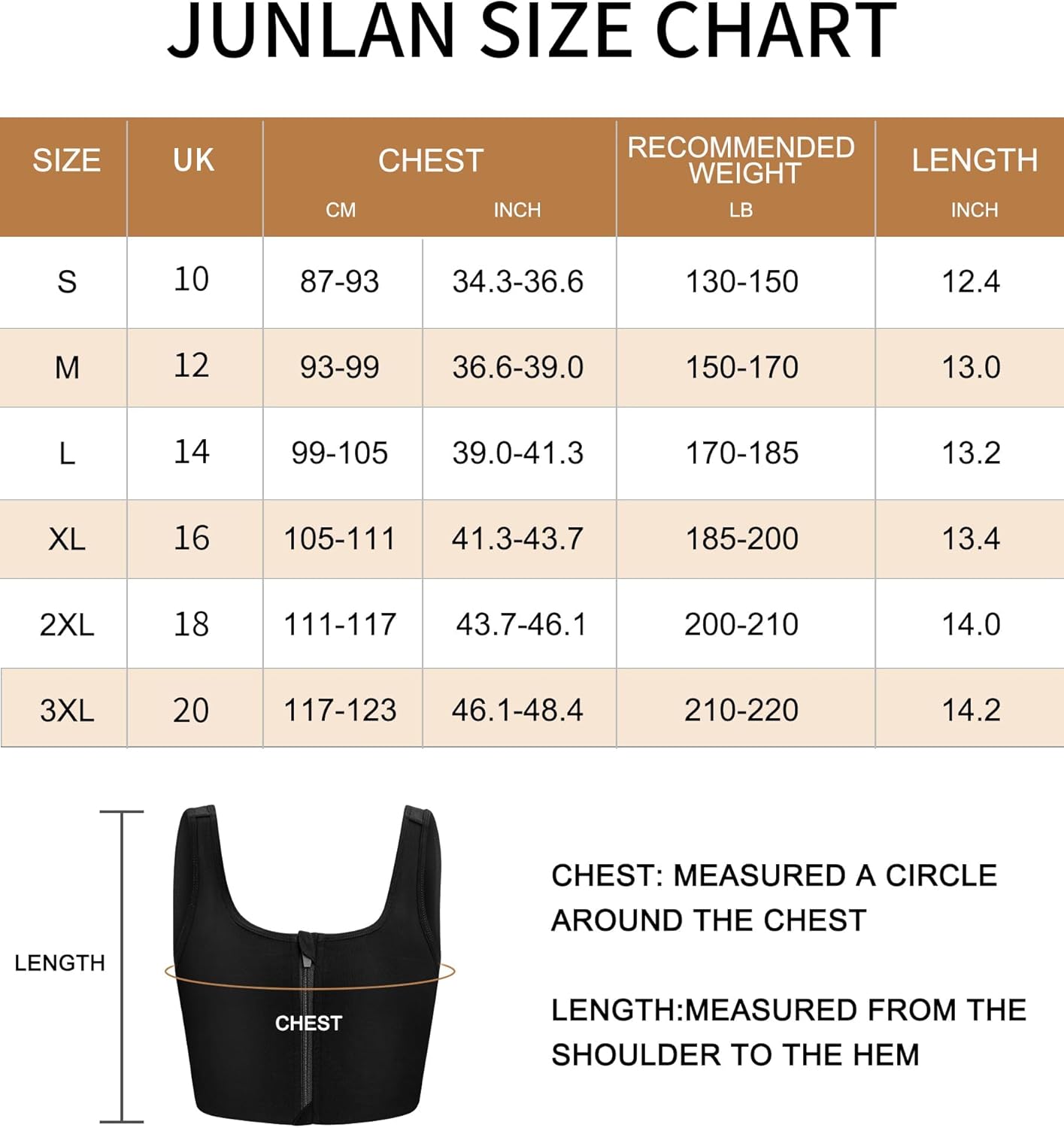 Junlan FTM Zipper Chest Binder, Breathable Compression Tank Top for Transgender image 7
