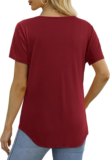 Florboom Women Summer V Neck Shirt Tops Casual Short Sleeve Loose Fit T-Shirt image 3