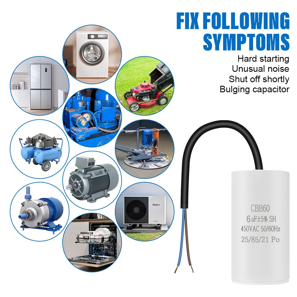 OFFCUP CBB60 Motor Run Start Capacitor 6μF 450V for Air Compressors image 7