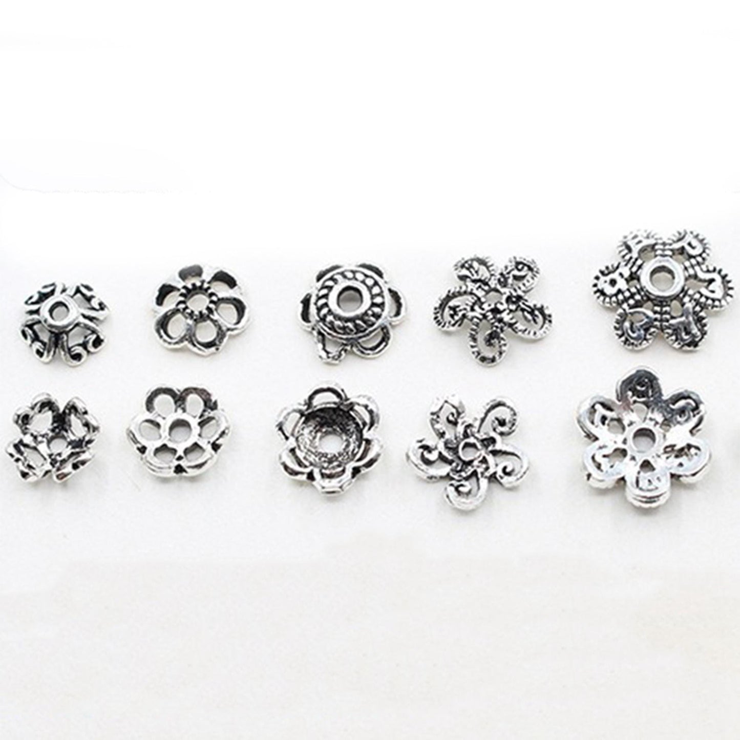 Premium S925 Sterling Silver Hollow Flower Bead Caps for Jewelry Making Supplie image 5