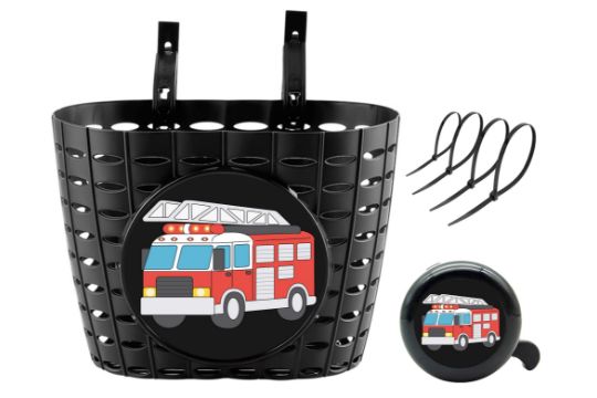 YeloYolker Boys Bike Basket with Bell Firefighters image 0