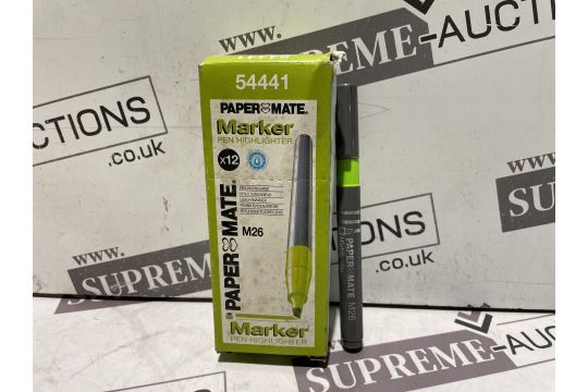 PACKS OF 12 PAPERMATE M26 GREEN HIGHLIGHTERS R1.10 image 0
