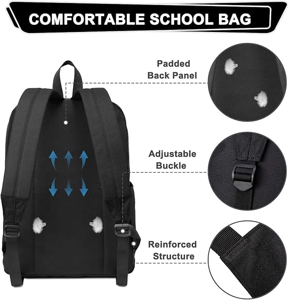 Kasgo School Backpack, Lightweight Water-Resistant Rucksack Large Capacity Backp image 5