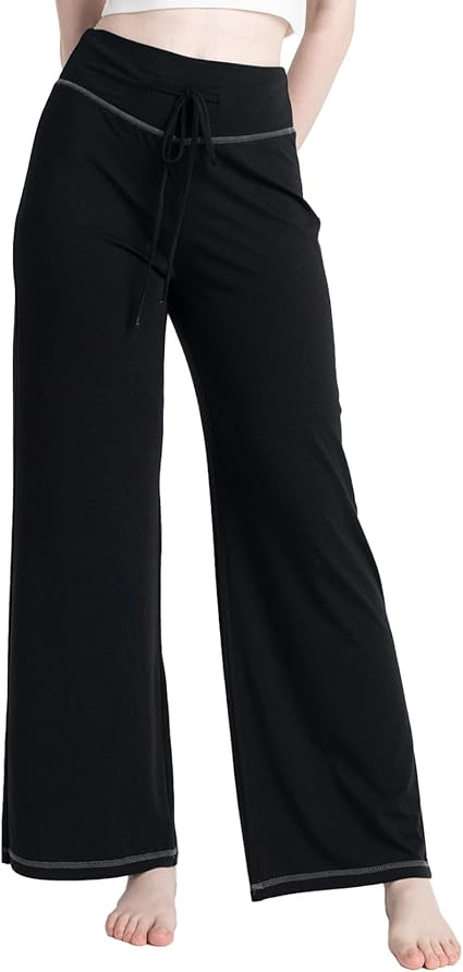 Women's Soft Knit Flared Pijama Pants with Drawstring Waist for Lounging image 9