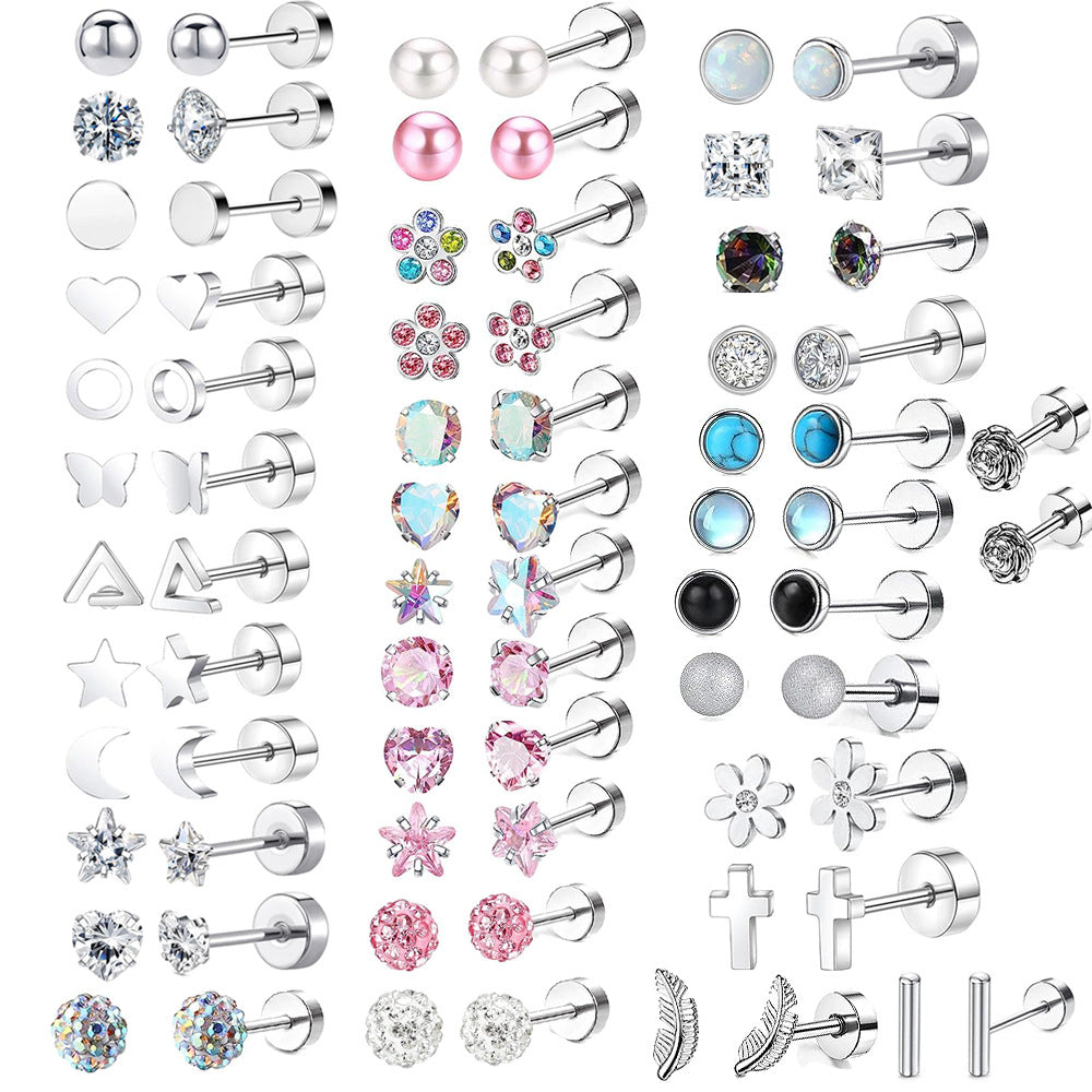 Implant Grade Titanium Threadless Push Pin Ear Studs for Tragus Helix Piercings image 0