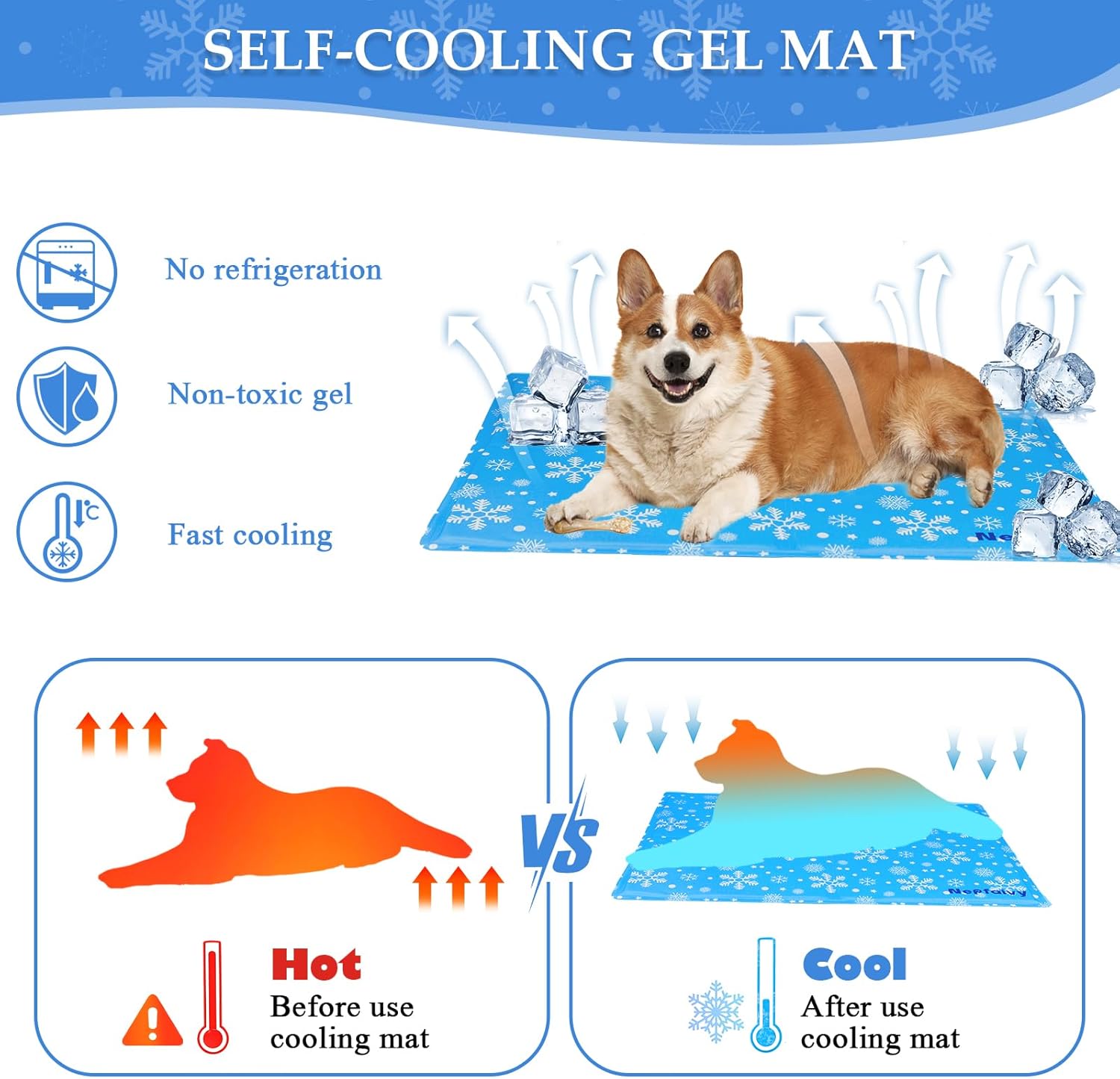 Nepfaivy Dog Cooling Mats Small - Self Cooling Mat for Dogs and Cats, Non-toxic image 3