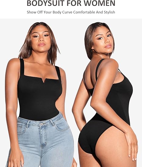 FeelinGirl Square Neck Bodysuit for Women Sleeveless Tummy Control image 0