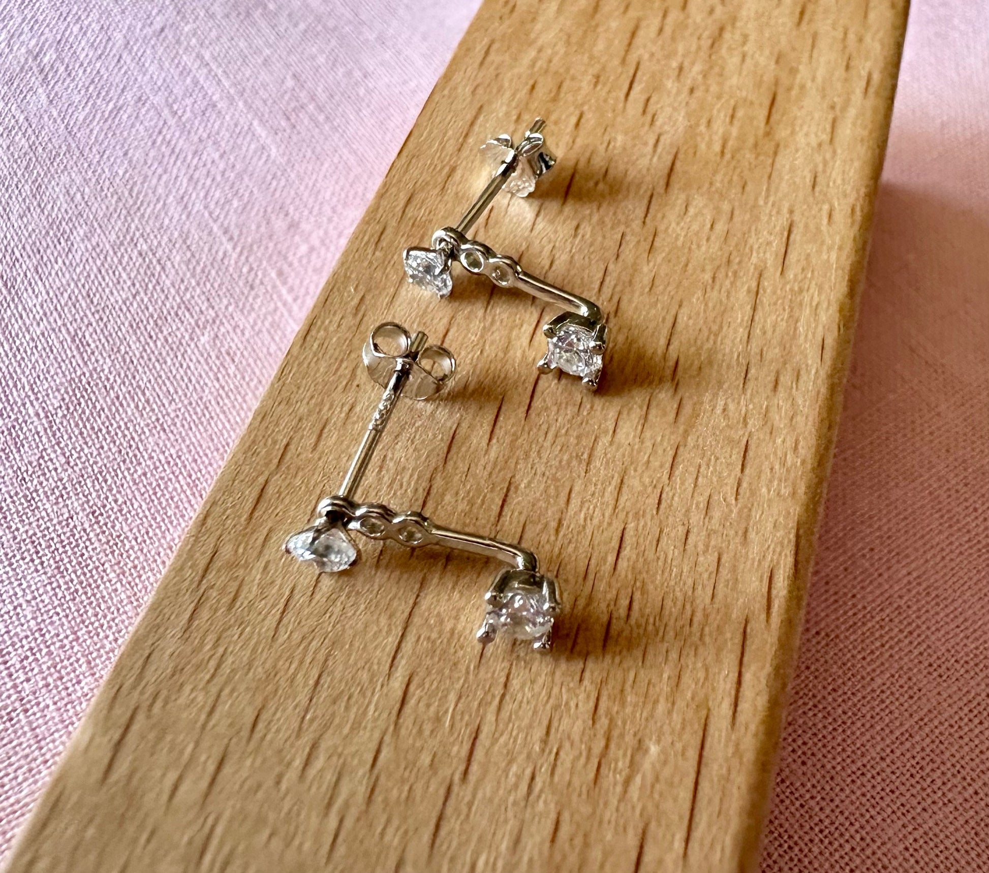 Elegant Floating 925 Sterling Silver Cubic Zirconia Stud Earrings for Women image 4