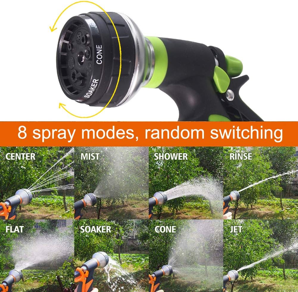 GoldOars Pack of 2 Garden Hand Shower Garden Hose Nozzle 8 Adjustable Pressure image 3