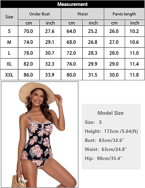 Aottori Tankini Sets for Women UK Ladies Printed Tankinis Swimwear with Shorts image 4