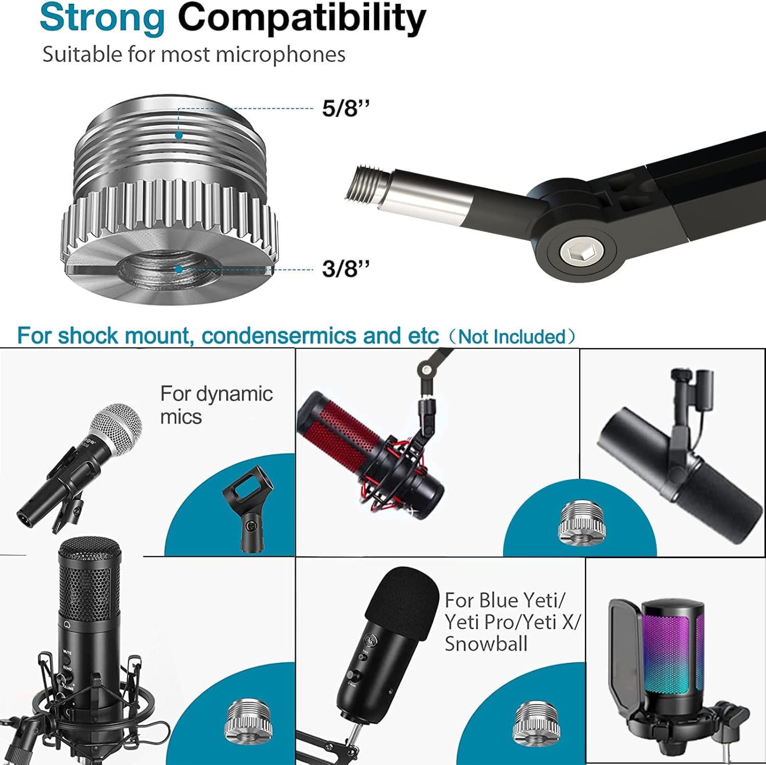 Microphone Stand,Aveek Microphone Boom Arm,Adjustable Microphone Stand image 3