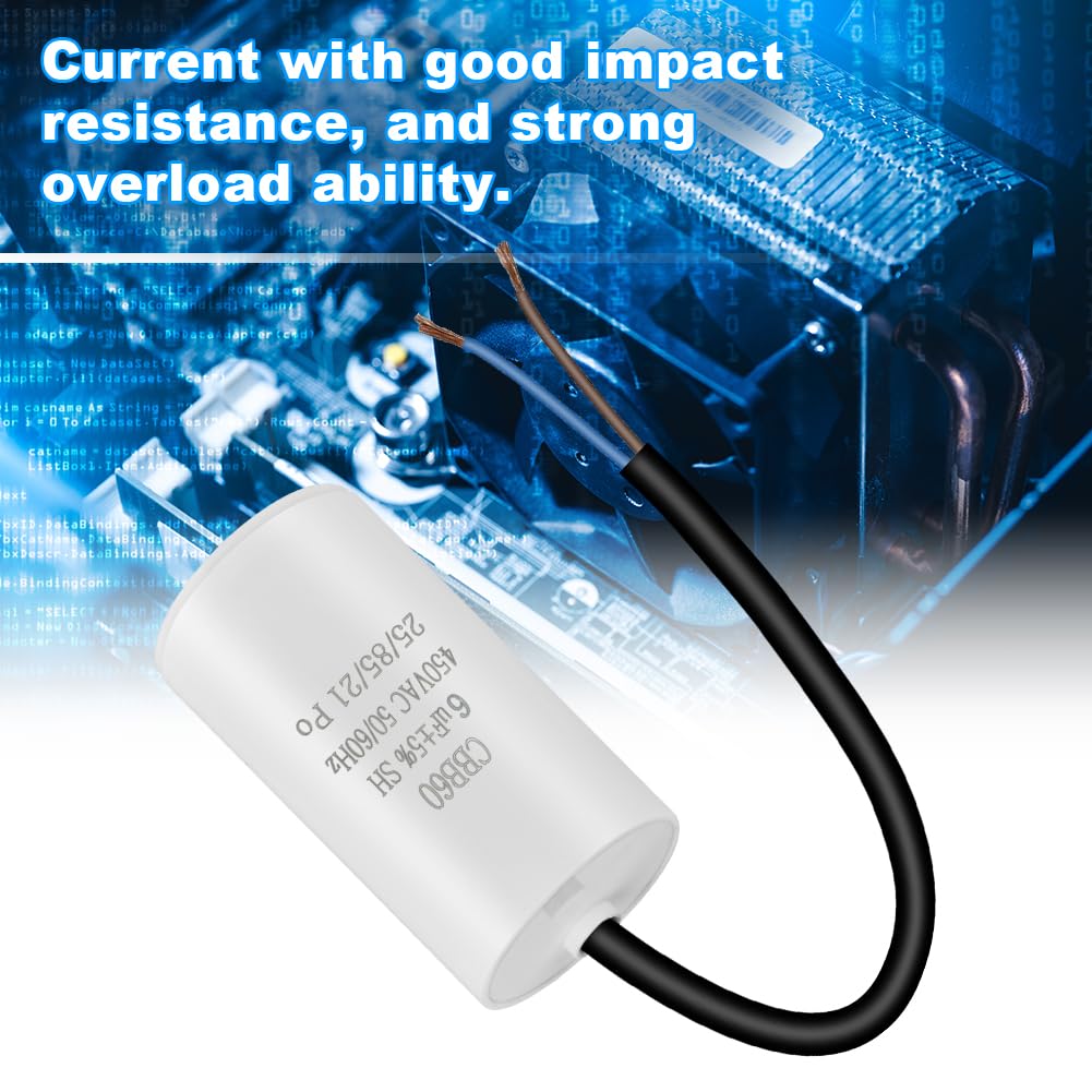 OFFCUP CBB60 Motor Run Start Capacitor 6μF 450V for Air Compressors image 0