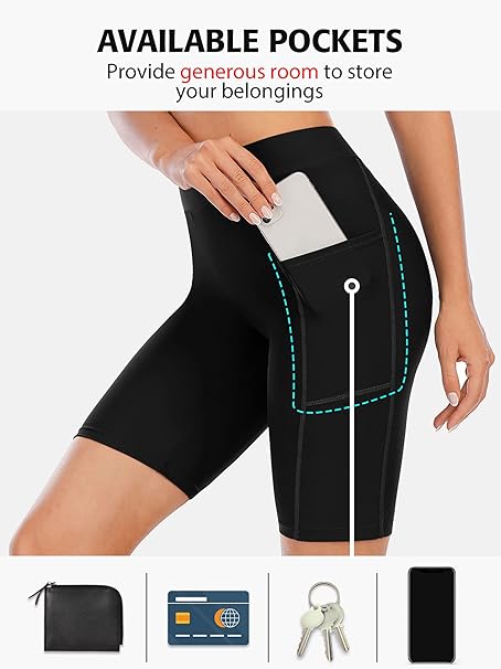 ATTRACO Women's Long Board Shorts High Waist Swim Bottom Solid Jammer Swim Short image 1