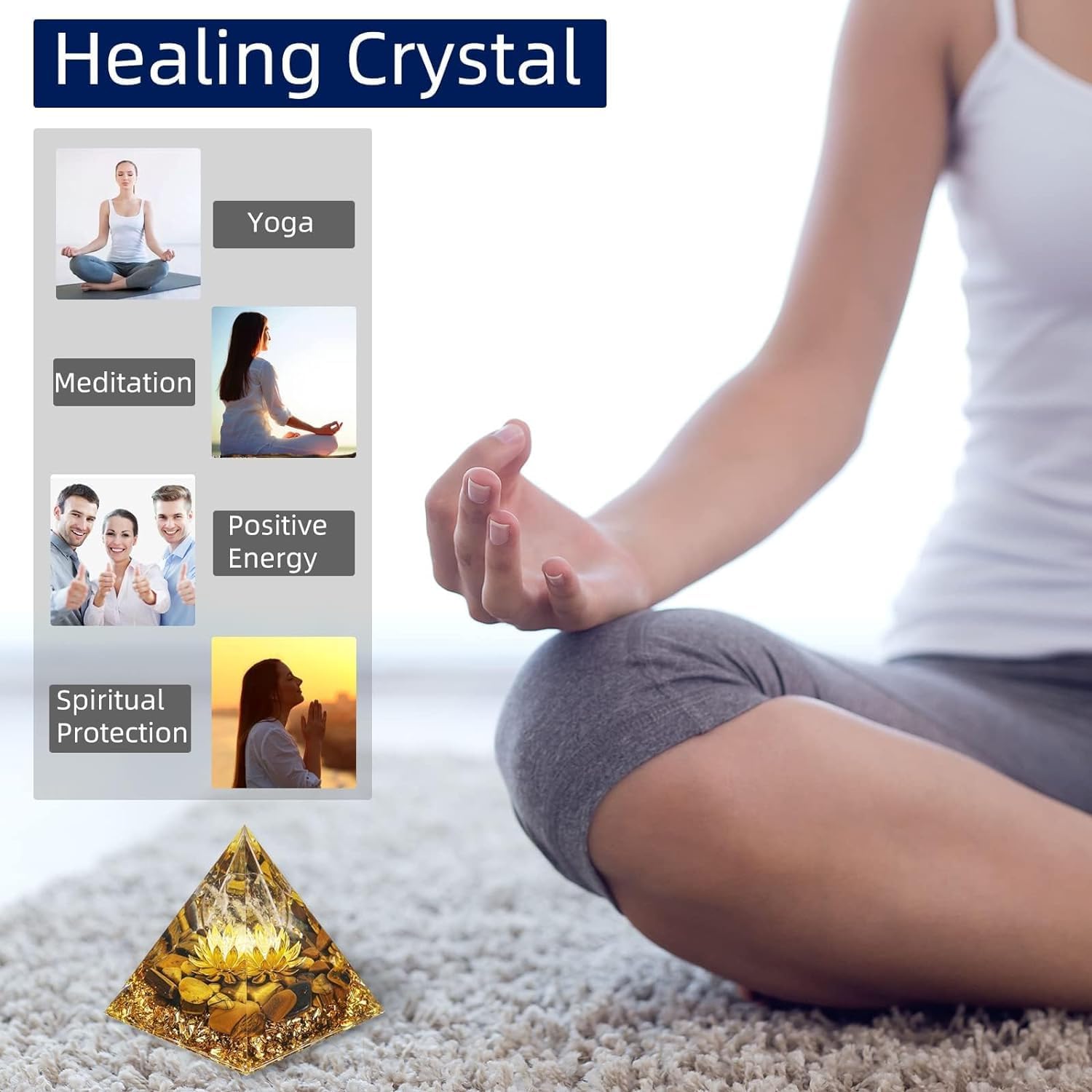 Crystals Crystal Pyramid Gifts Healing Meditations Spiritual Chakra Moonstone image 3