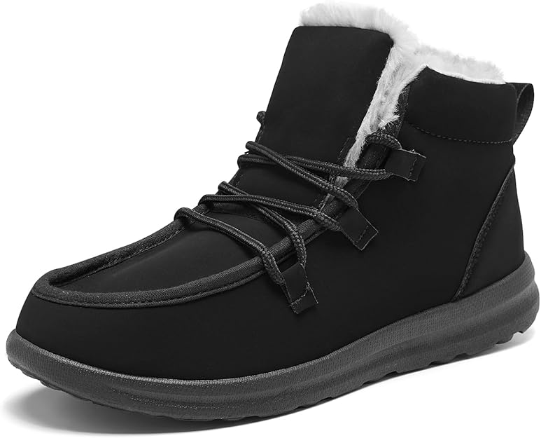 Heiiwarm Mens Womens Snow Boots Lace Up Fur Lined Anti-Slip Winter Shoes image 3