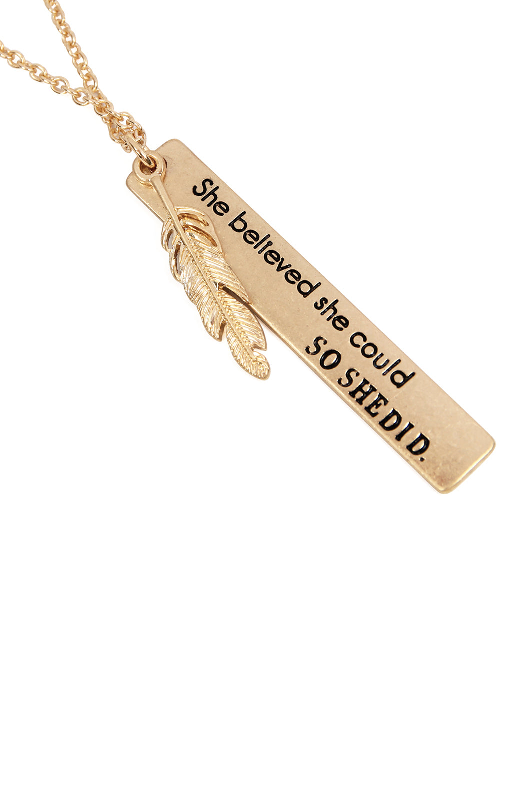 "She Believed She Could" Message Charm Pendant Necklace image 3