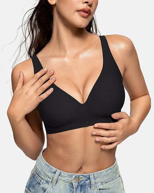 OEAK Seamless Bra Women's Without Underwire Deep V-Neck Bra image 0