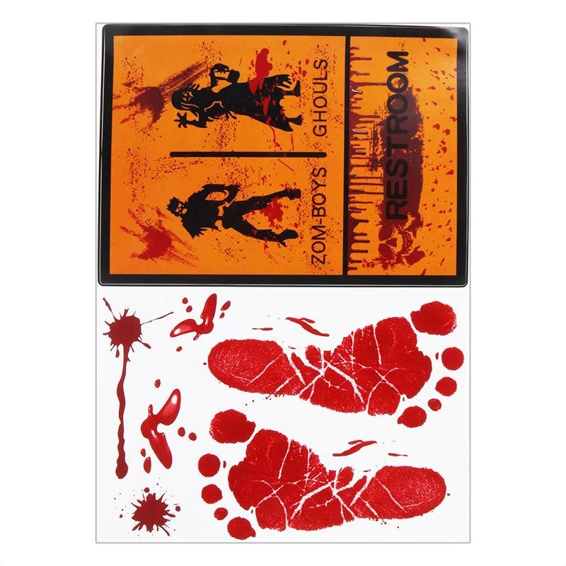 Halloween Decoration Horrible Bloody Handprint Stickers Halloween Window Wall image 17