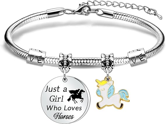 Horses Bracelet Just a Girl who loves Horses Bracelet for Women and Girls image 1