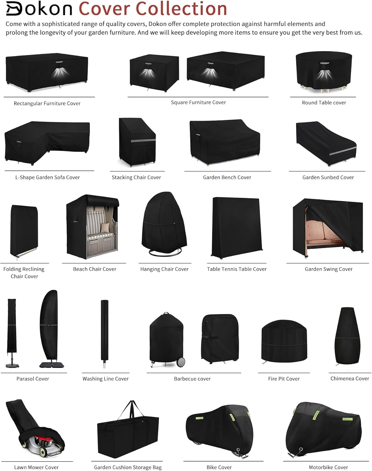 Dokon Garden Furniture Covers Waterproof, Garden Table Cover with Air Vent, image 5