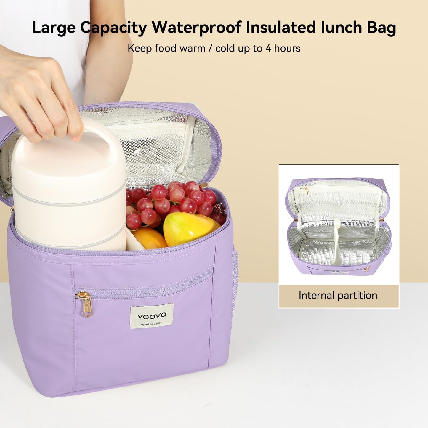 Voova Stackable Stainless Steel Thermal Lunch Box image 2