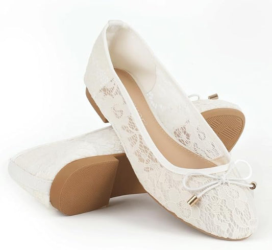 MUSSHOE Women Flats Comfortable Round Toe Lace Flats Shoes for Women image 0