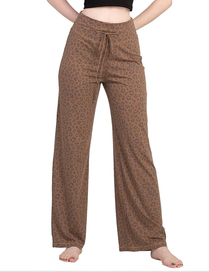 Women's Soft Knit Flared Pijama Pants with Drawstring Waist for Lounging image 6