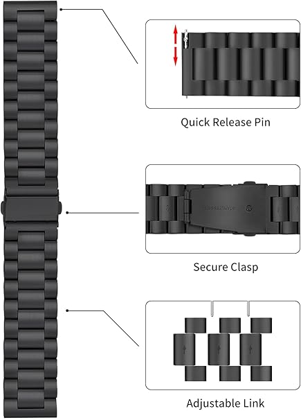 iBazal 22mm Watch Strap Metal Wrist Bands Steel Compatible with Samsung Galaxy image 7
