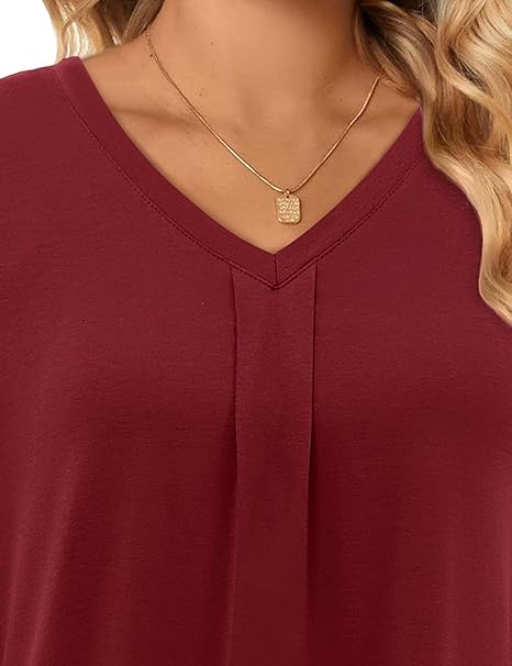 Florboom Women Summer V Neck Shirt Tops Casual Short Sleeve Loose Fit T-Shirt image 1