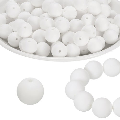 100 Bulk White 15mm Food-Grade Silicone Round Focal Loose Crafting Beads image 2
