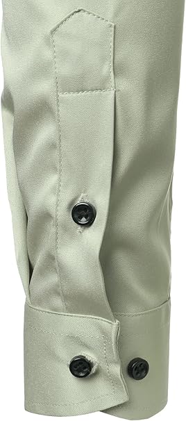LucMatton Men's Dress Shirt Formal Stretch Wrinkle-Free Long Sleeve Slim Fit image 4
