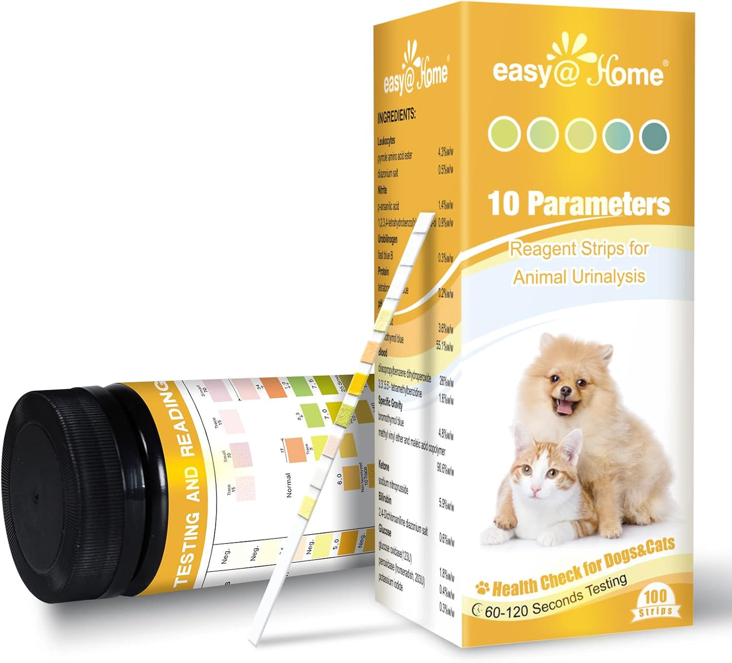 Vet Pet Urine Test Strips: Easy@Home 10 Parameters Animal Urinalysis Reagent image 2
