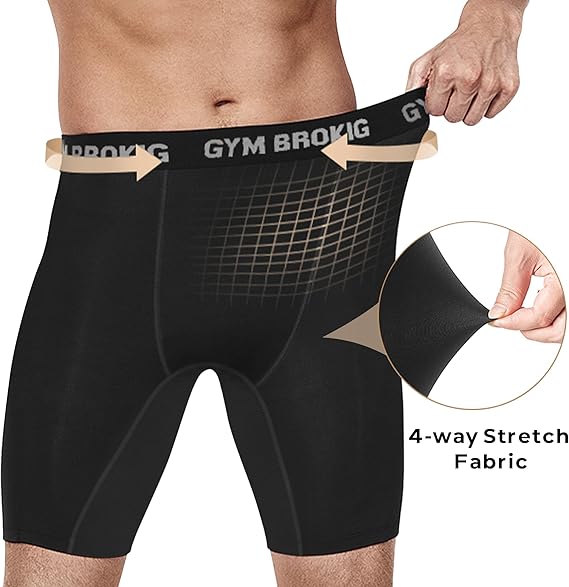 BROKIG Mens Stable Gym Compression Shorts, 2 Pack Lightweight Performance Base image 3