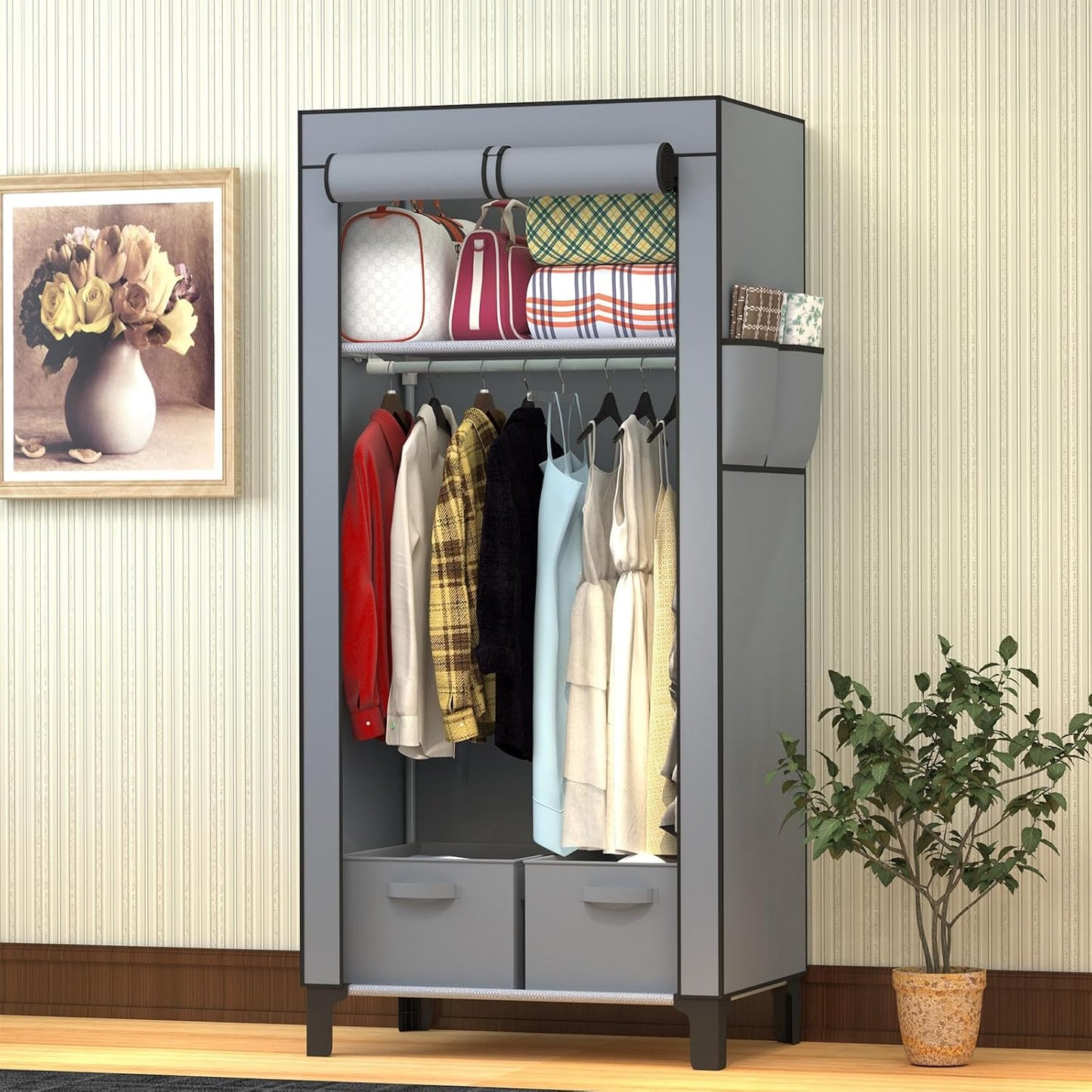 LOEFME Canvas Wardrobe 161  59  45cm image 4