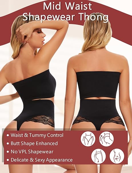 SURE YOU LIKE Women Mid Waisted Shapewear Thong Tummy image 4