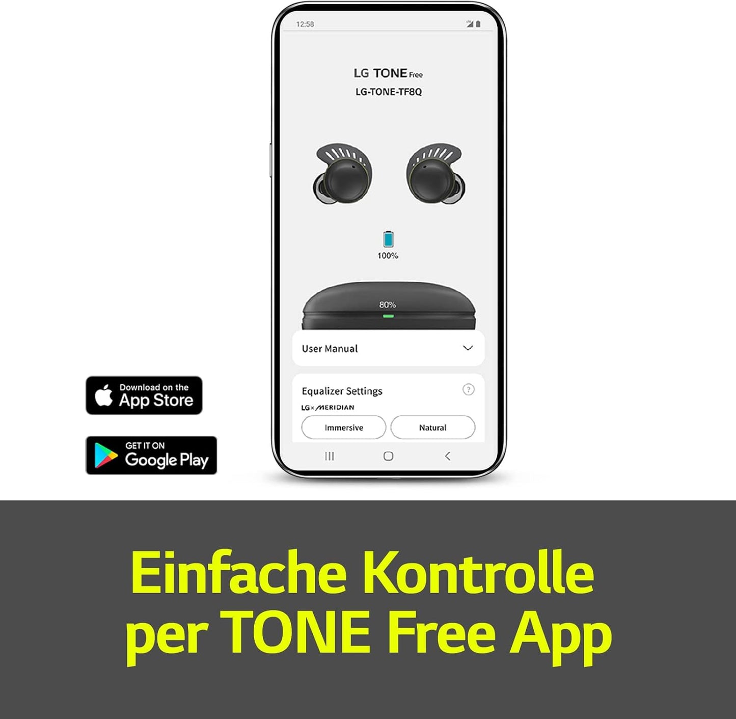 LG Tone Free Fit DTF7Q In-Ear Bluetooth Headphones with Meridian Technology image 2