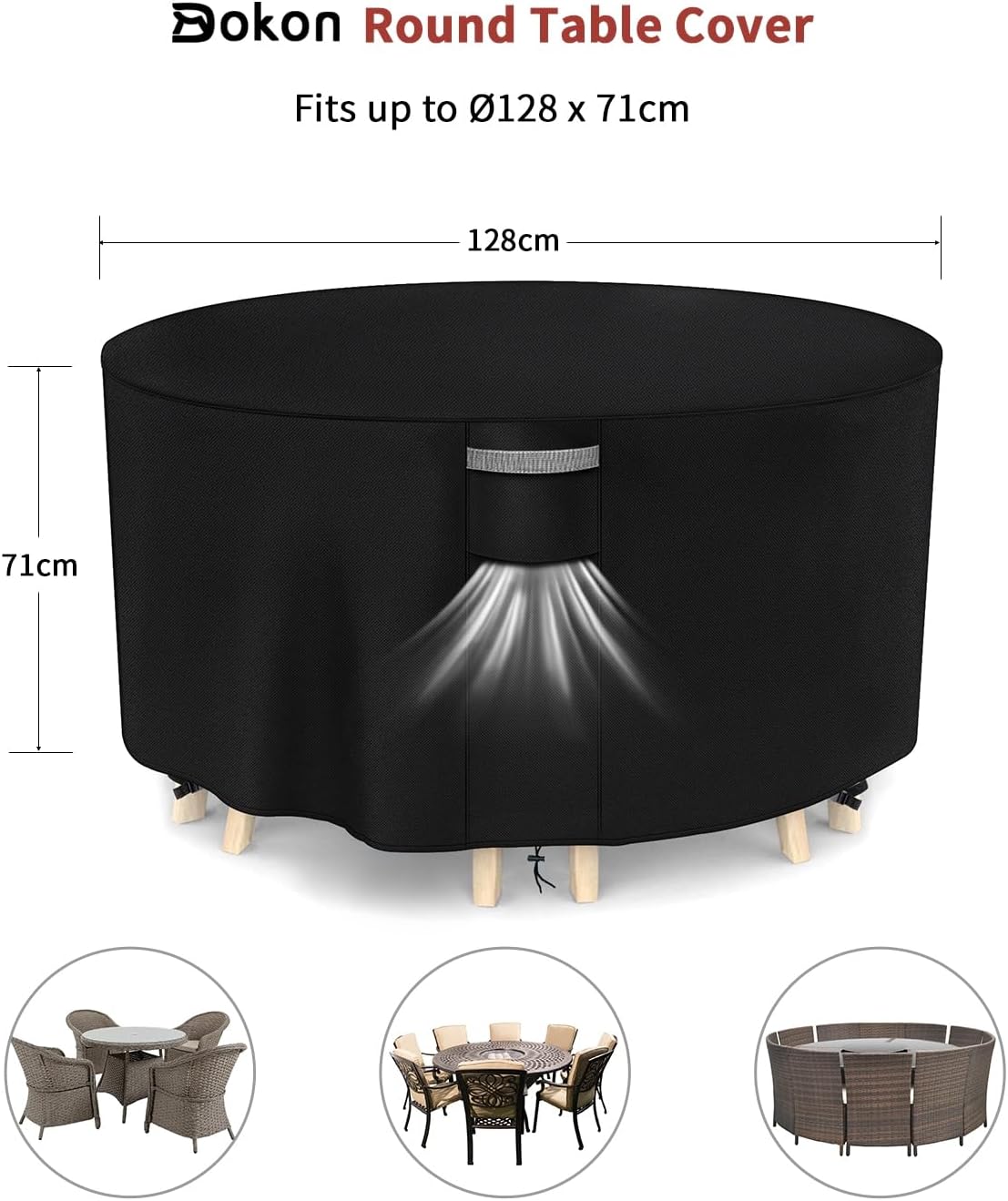 Dokon Garden Furniture Covers Waterproof, Garden Table Cover with Air Vent, image 0