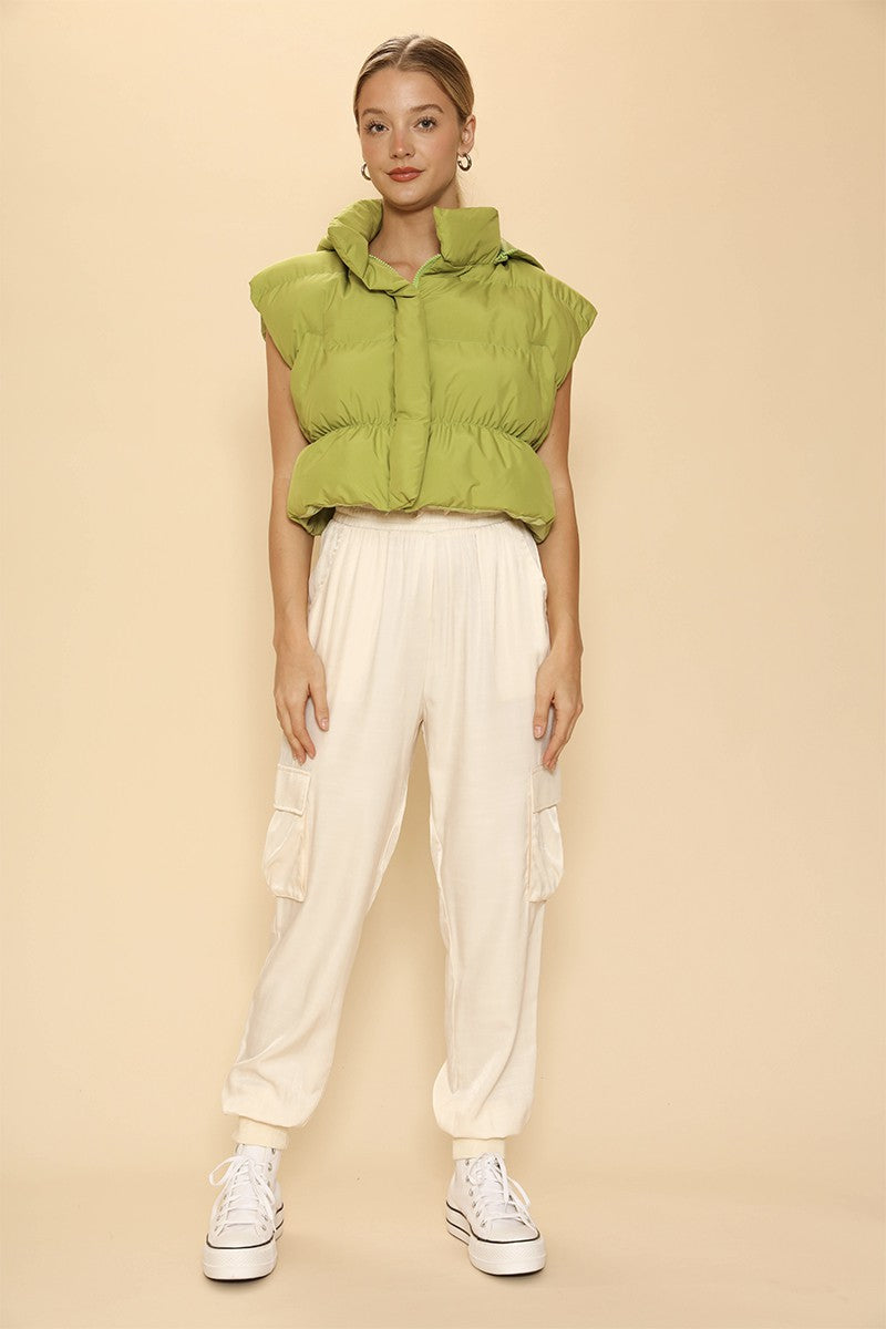Cropped Puffer Vest With Hood image 4