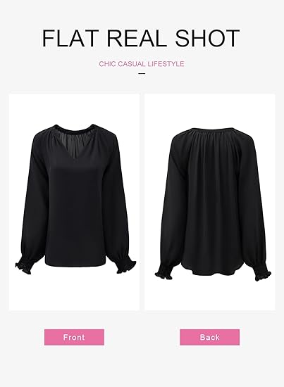 Dokotoo Womens Blouses Fashion Long Sleeve Shirts V Neck Business Casual image 8