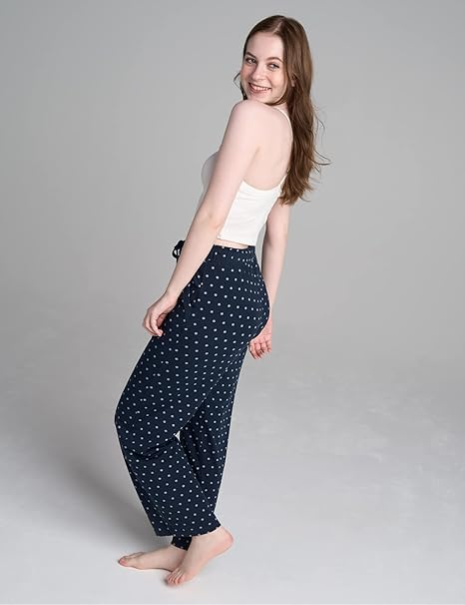 LAPASA Women's Soft Knit Pajama Pants, Flared Wide Leg Palazzo image 4