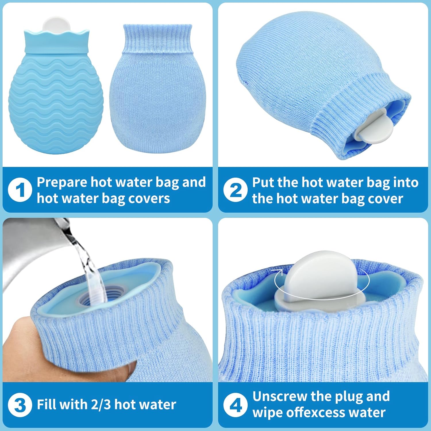 Portable 320ml Silicone Hot Water Bottle with Soft Cover for Pain Relief & Warm image 5