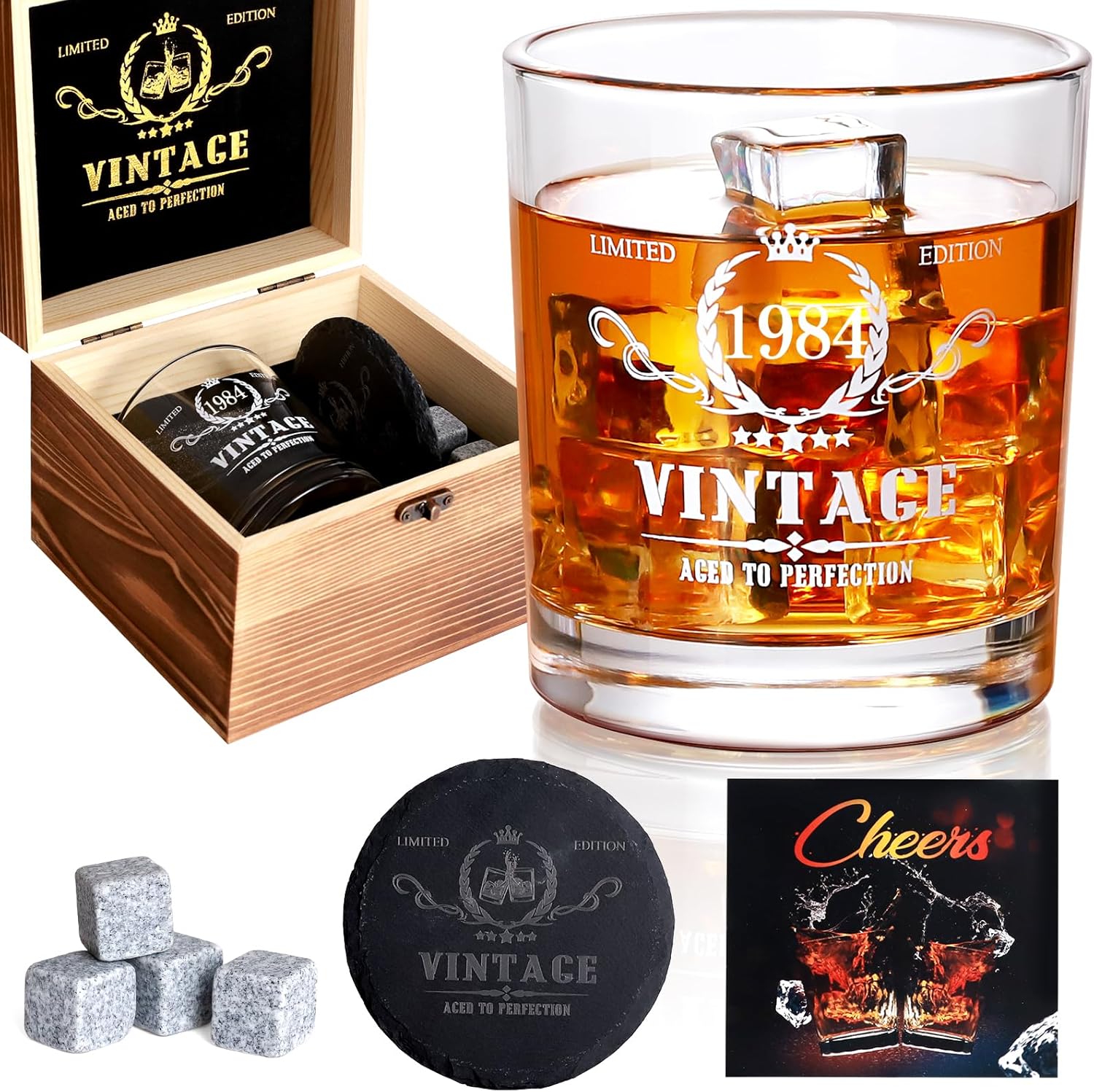 Gifts for Men, Vintage 1984 Whiskey Glass Set image 0