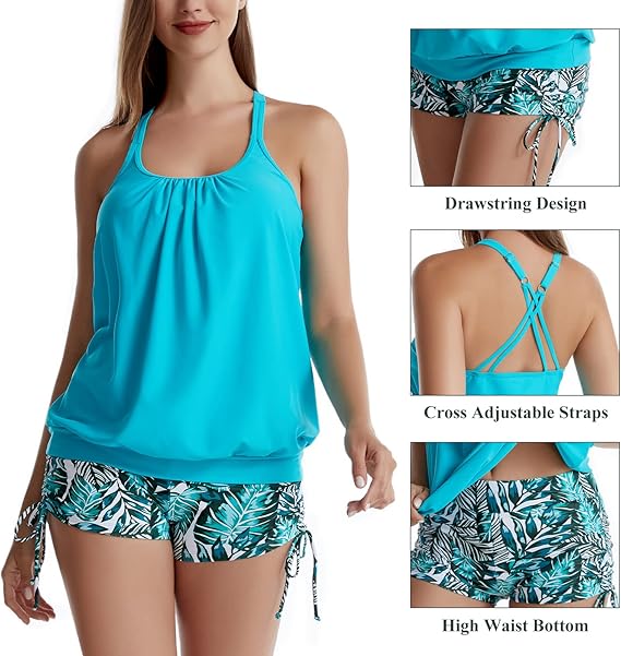 IHCEMIH Swimming Costume Women Tankinis Sets Push up Tummy Control High Waisted image 1