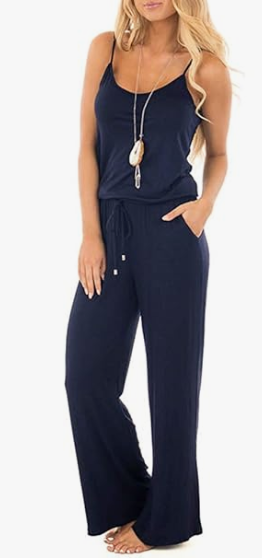 Smile Fish Women Floral Adjustable Spagettic Strap Wide Leg Drawstring Jumpsuits image 0