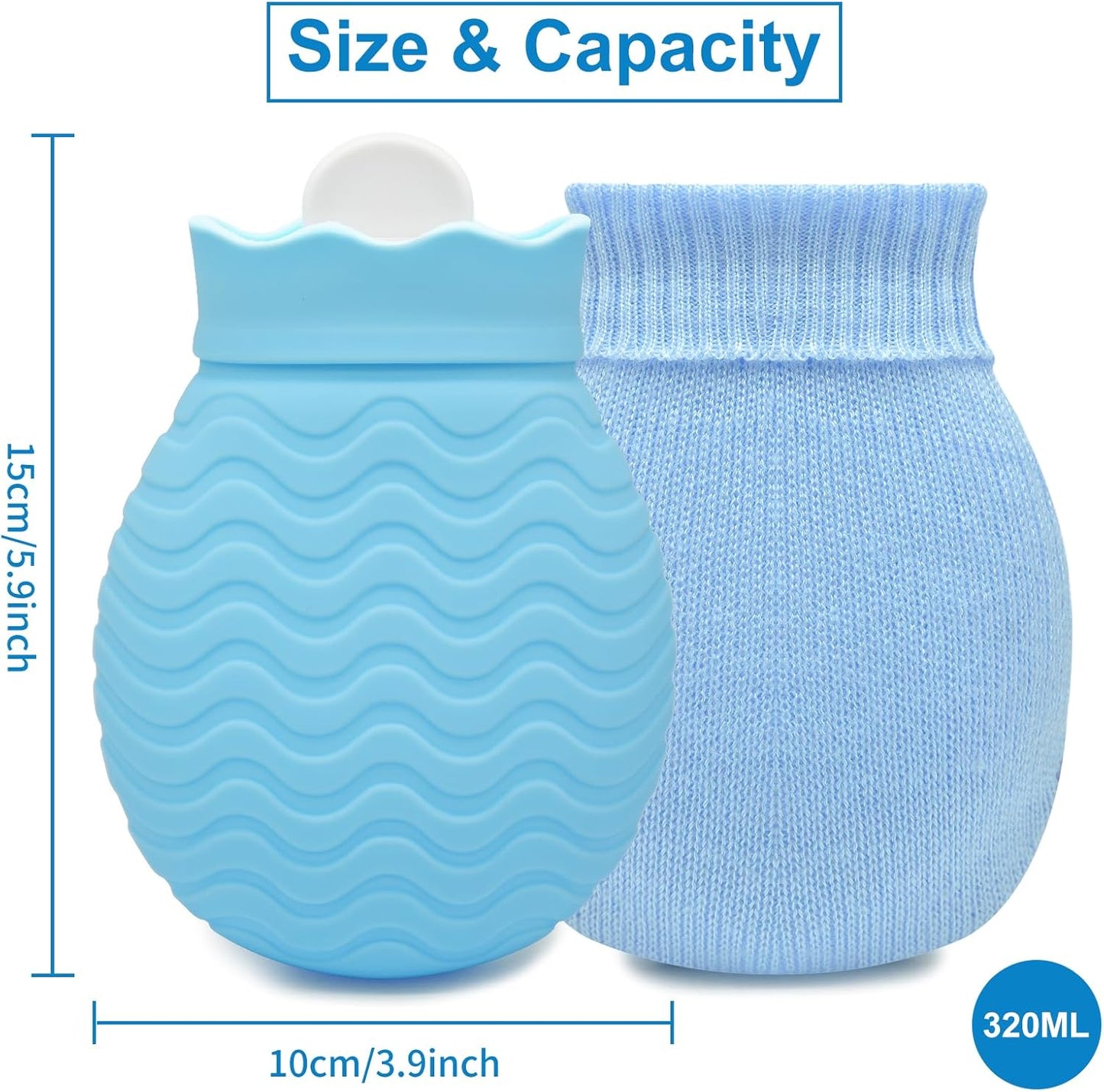 Portable 320ml Silicone Hot Water Bottle with Soft Cover for Pain Relief & Warm image 7