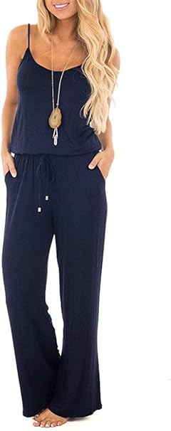 Smile Fish Women Floral Adjustable Spagettic Strap Wide Leg Drawstring Jumpsuits image 1